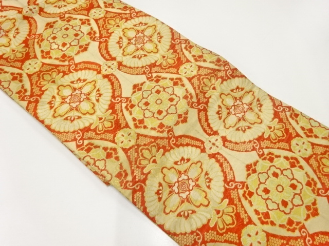 アンティーク　花立涌模様織り出し名古屋帯（材料）